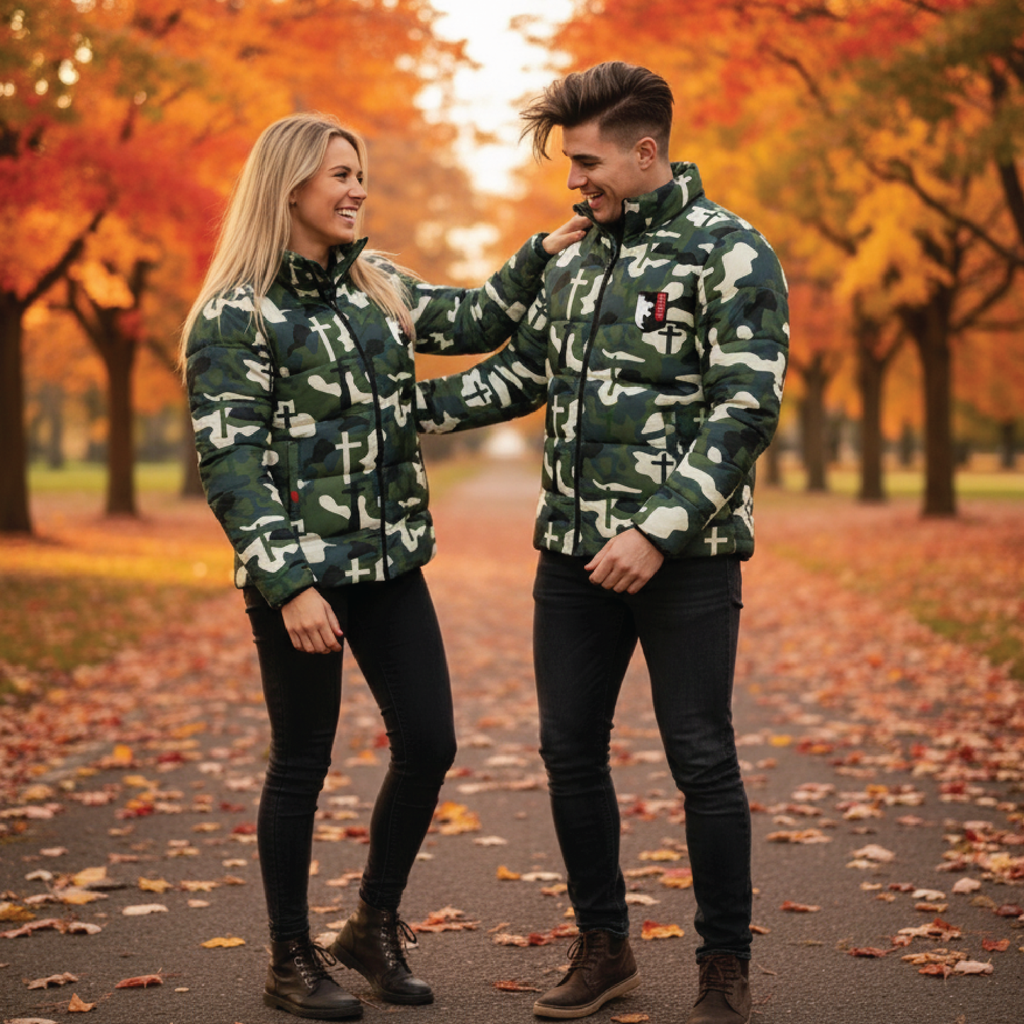 Womens Christian Camo Puffer Jacket
